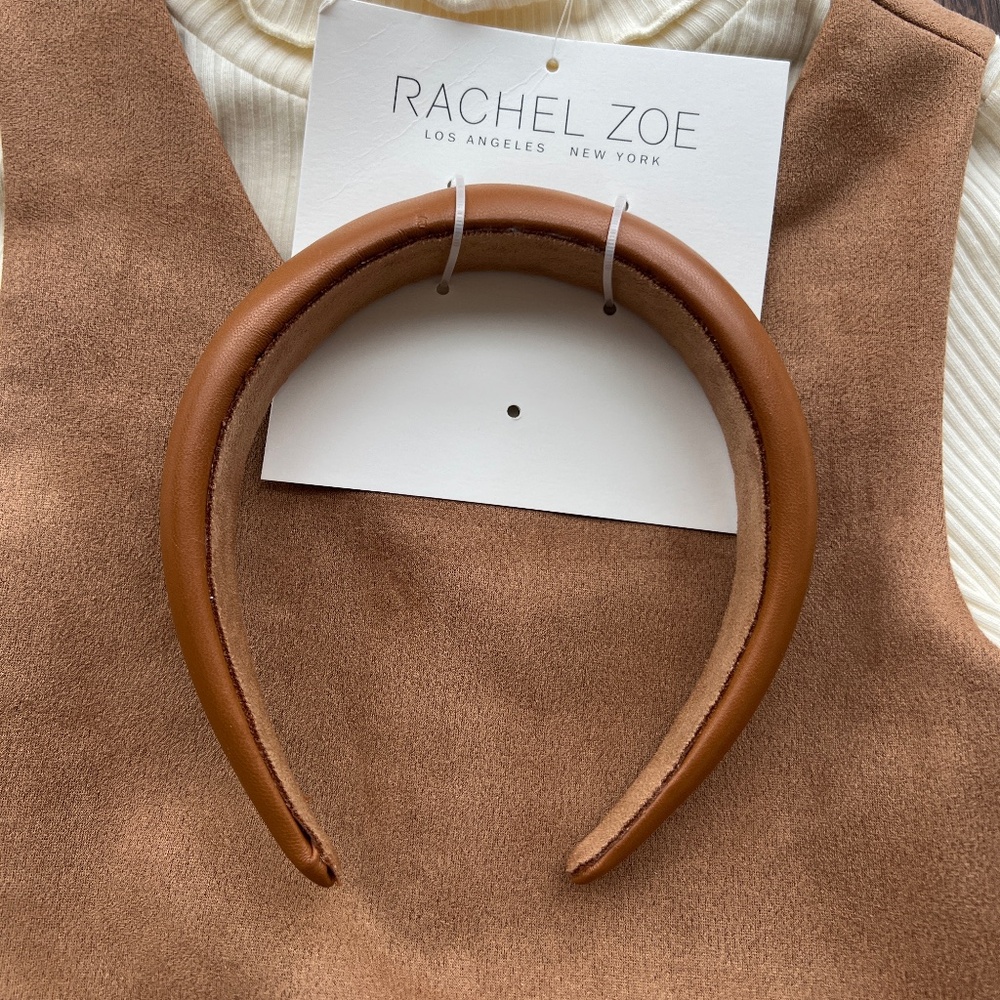 Rachel Zoe Girls Dress Set Faux Suede Tan Jumper With Cream Turtleneck - Picture 4 of 6